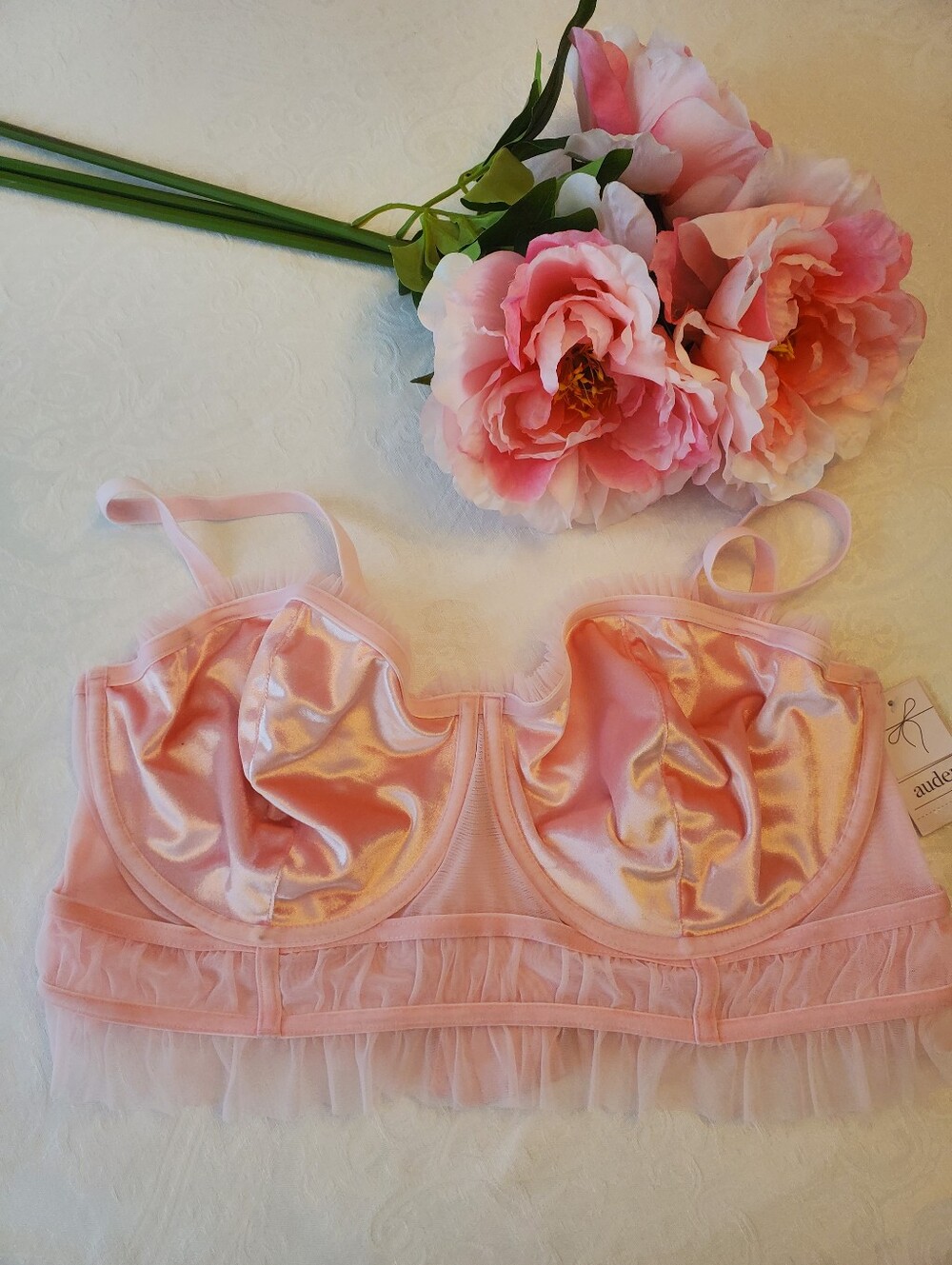 Auden PLUS Light Pink Satin Bralette with Adjustable Straps
